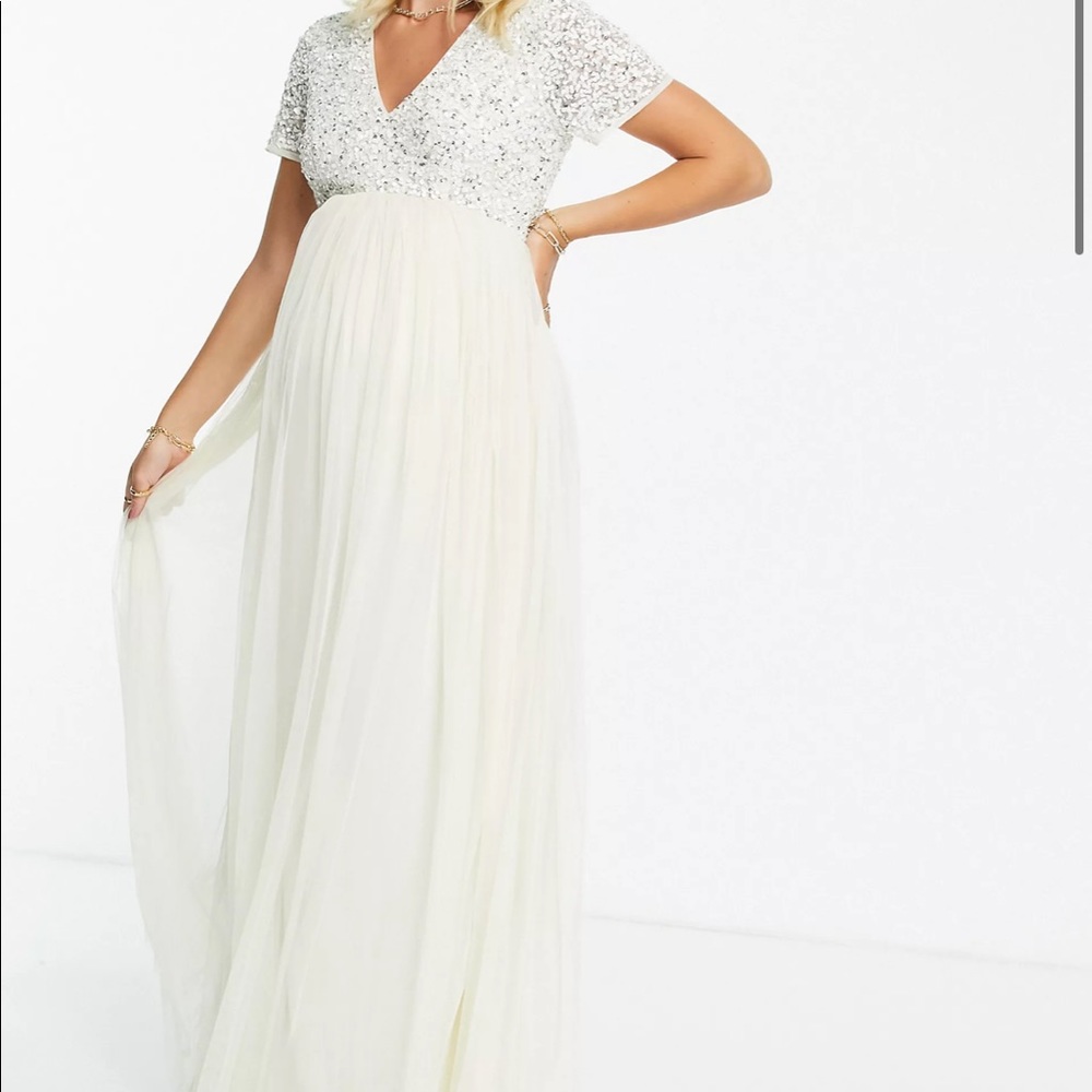 asos white maternity sequin dress